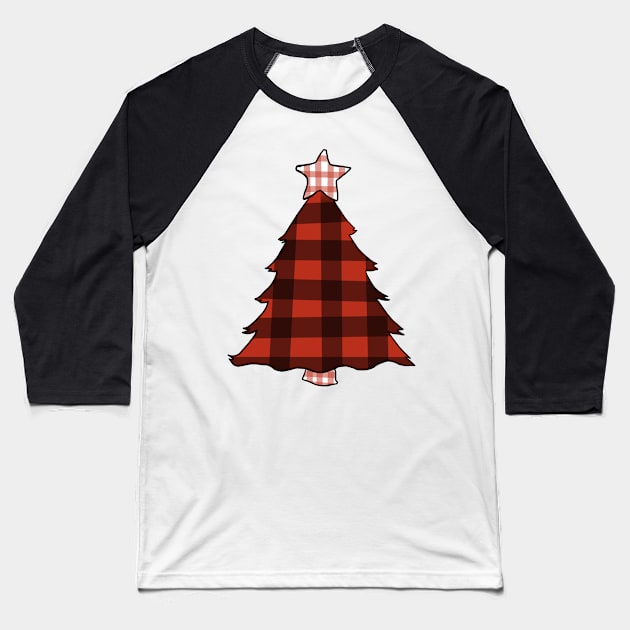 Plaid Christmas Tree Baseball T-Shirt by RachWillz